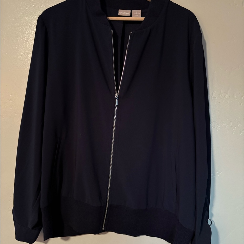 Chico's Navy Blue Bomber Jacket